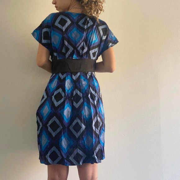 Geometric printed silky dress y2k - Picture 3 of 4